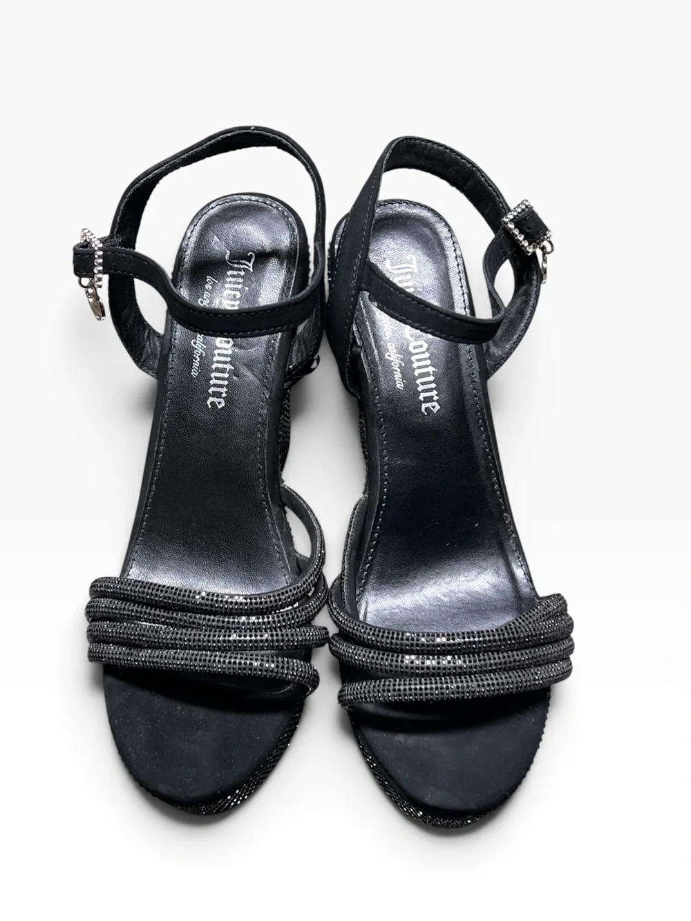 Juicy Couture Hippo black crystal wedge sandals